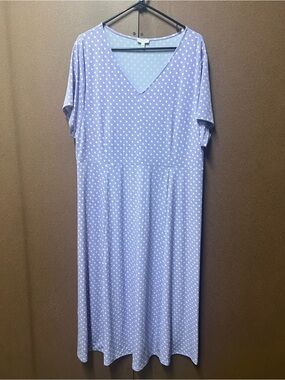 Talbots Lavender Purple Polka Dot Geometric Patterned Maxi Dress Sz XL